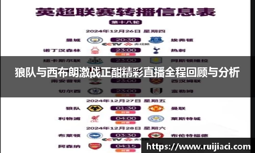 狼队与西布朗激战正酣精彩直播全程回顾与分析